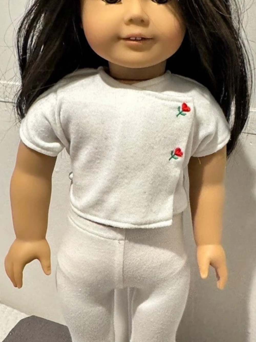 Authentic American Girl 18" Doll White Embroidered Flower Shirt Pants